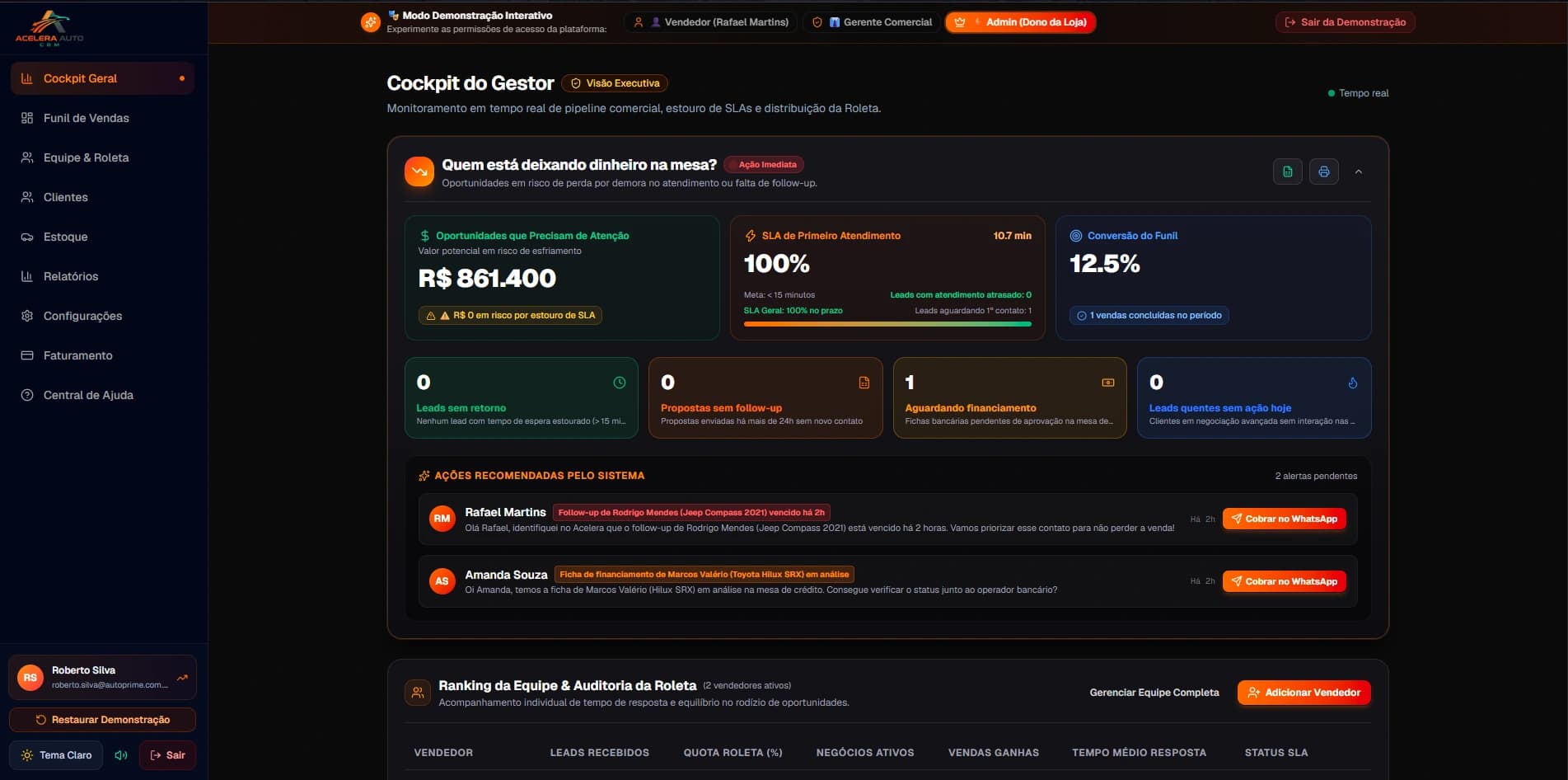 Acelera Auto CRM: versão para computador