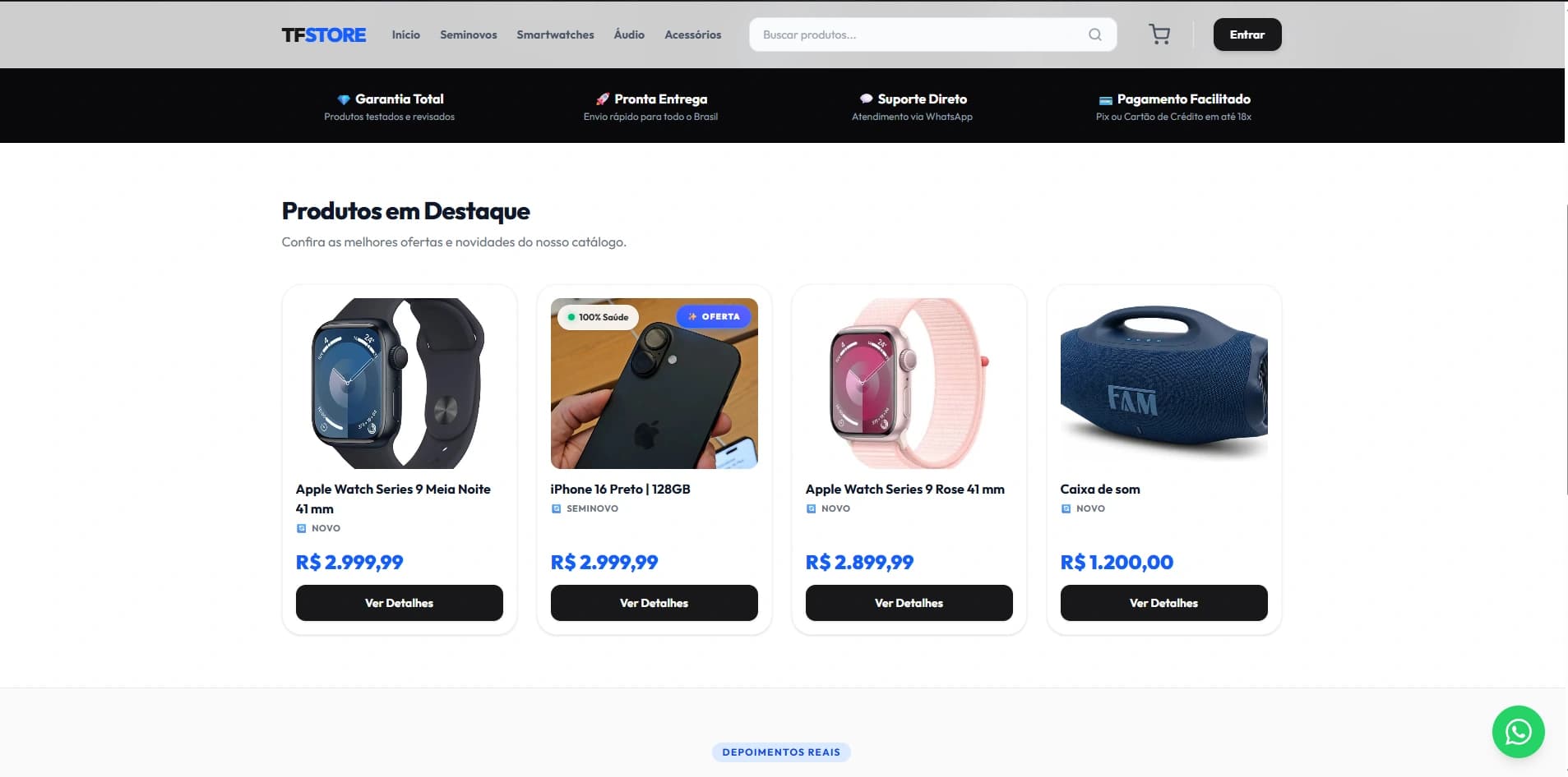 TF Store Importados: versão para computador